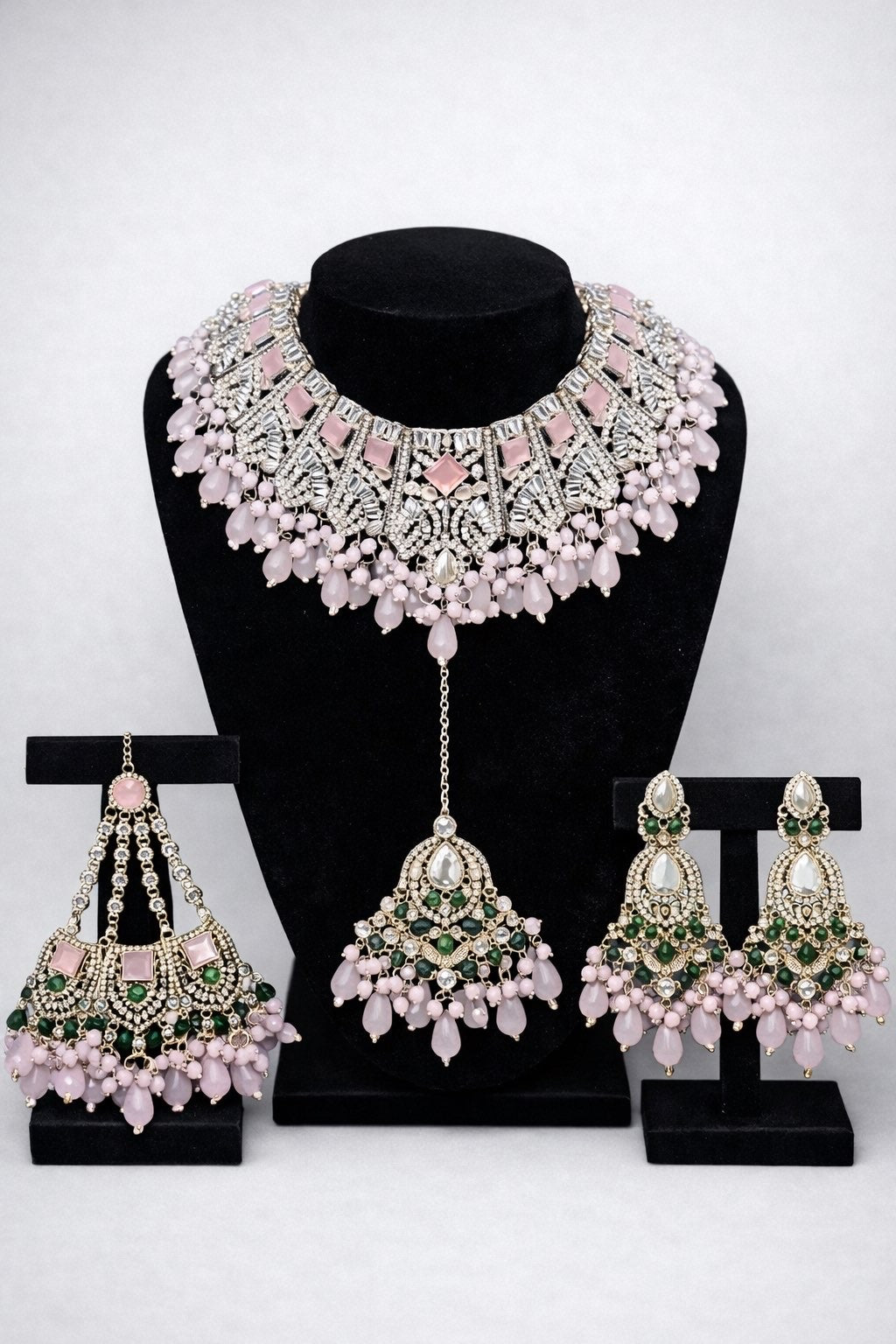 Mughal Empress Bridal Jewellery Set – Necklace, Earrings & Maang Tikka